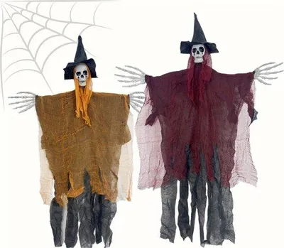 Productafbeelding van Bovista Halloween Decoratie - Halloween Versiering - Binnen - Buiten - 2 Stuks - Skelet - Rood en Oranje