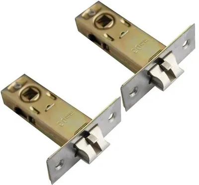 Produktbild von Unifizz, rechteckige Türriegel, verzahnt, 50 mm, Einbauelement für Innentürschlösser. Polierte Türschlösser und -riegel für Türgriffe mit Rosette, 8 Stück