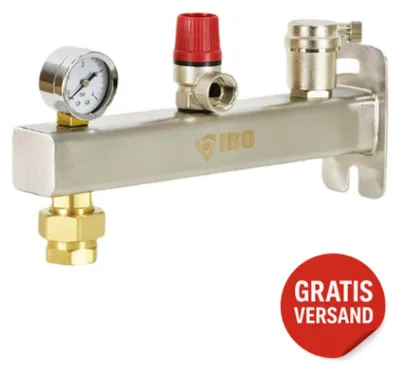 Produktbild von IBO IGB Sicherheitsgruppe INOX 3/4" 2,5-6 bar mit Manometer Heizung Betriebsdruck: 6 bar