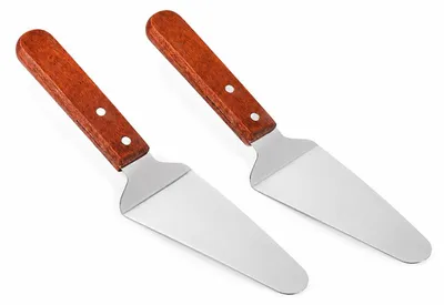 Immagine prodotto di BAYLI Set da 2 spatole per pizza in acciaio inossidabile con manico in legno, 25,5 cm – spatole per padelle, spatole per torte, spatole per dolci, spatole per servire, spatole per pizza, utensili da cucina
