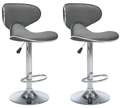 Image de vidaXL Tabouret de bar 2 pcs. Simili cuir gris