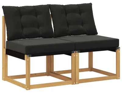 Produktbild von vidaXL 2 stk. Outdoor Mittelsofa Massivholz Akazie und Textilene Stoff