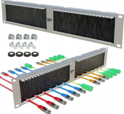Zdjęcie produktu dla Organizer Na Kable Rack 19" 2U Z Przepustem Kablowym Ze Szczotką Stalflex