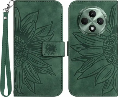 Produktbild von OPPO Reno12 F 5G Hülle - Coverup Sonnenblume Klapphülle mit Schlüsselband - Grün