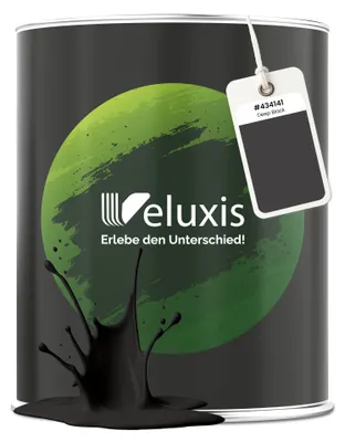 Produktbild von Wandfarbe Schwarz Anthrazit Matt Innenfarbe – Deckkraft Klasse 1, VOC-frei, Ohne Grundierung, Tropfarm – Wohnzimmer & Schlafzimmer – 2,5L – Veluxis (Deep Black)