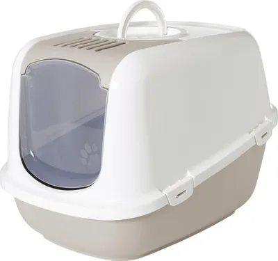 Produktbild von SAVIC Nestor Jumbo Weiß - Kaffeebraun - geschlossene Katzentoilette - 66 5x48 5x46 5 cm - 1 Stk.