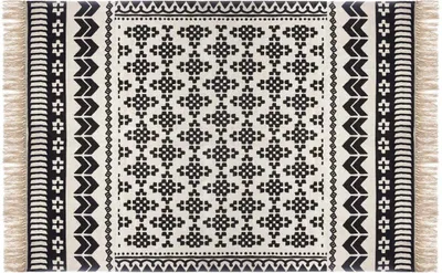 Produktbild von ATMOSPHERA Deko-Teppich aus Baumwolle, Schwarz und Weiß, Delhi 120 x 170 cm, Noir/Écru, cm