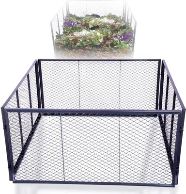 Image de Novatool Composteur de jardin en métal 100x100x50 cm, avec système d'emboîtement extensible, composteur en métal peint par poudrage de 500 litres, compost en fil de fer grille de compost caisse à compost Composteur à gazon