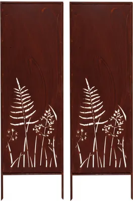 Produktbild von 2x Sichtschutz Metall - 160 cm x 50 cm - Edelrost - Rostoptik Sichtschutz für Garten - Sichtschutzelement - Sichtschutzwand - Gartendekoration Zaun ROST