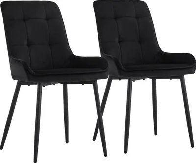 Produktbild von CLIPOP Esszimmerstühle 2er Set, Wohnzimmerstuhl mit Rückenlehne, Samt, Schwarz