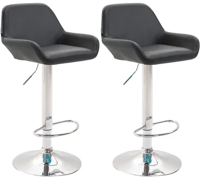 Produktbild von CLP 2er Set Barhocker Braga Kunstleder drehbar und höhenverstellbar schwarz Gestell Farbe chrom