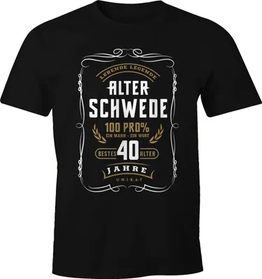 Produktbild von Herren Geschenk T-Shirt Geburtstag Lebende Legende Alter Schwede 30-80 Jahre Moonworks® 40 schwarz M