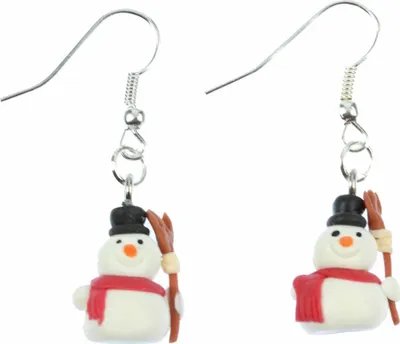 Produktbild von Schneemann Besen Ohrringe Miniblings Hänger Weihnachten Winter Schnee Kinder