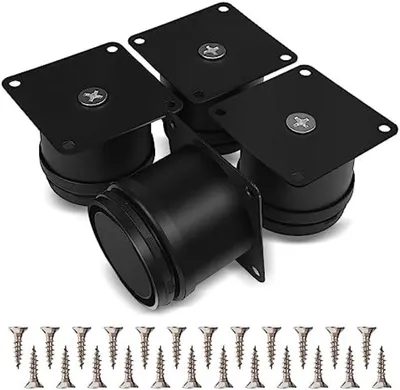 Produktbild von PolkaHome® Verstellbare Möbelfüße, Schwarz, 4er-Set, Höhenverstellbar 50-65 mm, Metall, für Schrank, Couch, Tisch