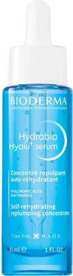 A product shot of a blue serum bottle with a white dropper.