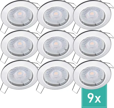 Produktbild von 9er Set Oktaplex Einbaustrahler inkl. LED Modul 4.000K neutralweiß - Deckenspots Chrom
