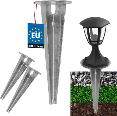 Image de KOTARBAU® 2 pcs Piquet de terre Douille à enfoncer pour éclairage de jardin ⌀ 115mm acier galvanisé Piquet de terre Ancrage de terre Support de sol à enfoncer pour lampes de jardin Douille de sol à enfoncer Douille de sol Ancre