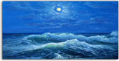 Produktbild von Coloray Acrylbild 100x50  Wandbild Acrylbilder Meereslandschaft bei Nacht Wellen