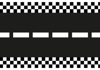 Productafbeelding van Tafelloper - Vliesstof - 40 cm x 5 m - Racebaanmotief - Decoratieve tafelband racebaan met middenstrepen - Zwart-wit