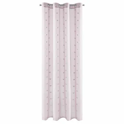 Produktbild von EUROFIRANY | Vorhang - Gardine -140 x 250 cm - hellrosa mit silbernen Herzen - Ösenvorhang