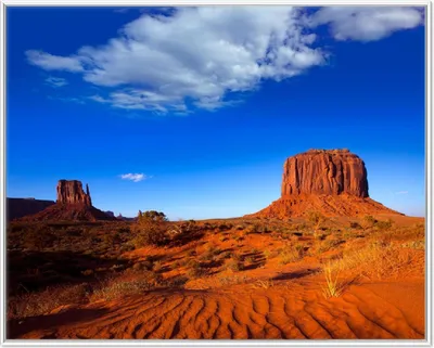 Produktbild von Wallario Wandbild Monument Valley am Abend I, Größe: 40,30 x 50,30 cm, Poster mit weißem Aluminiumrahmen
