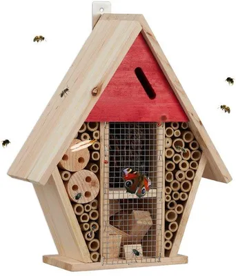 Image de Hôtel à insectes pour abeilles sauvages et papillons - Hôtel à abeilles pour jardin ou balcon - Pierre naturelle 30 x 25 x 11 cm