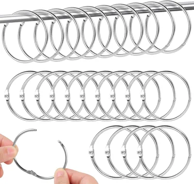 Produktbild von 45 Stück Metall-Duschvorhangringe, 50 mm Vorhangringe zum Öffnen (silber)