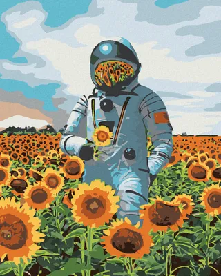 Obrázok produktu pre Zuty - Diamantové maľovanie - ASTRONAUT V SLNEČNICIACH, 40x50 cm, bez rámu a bez vypnutia plátna