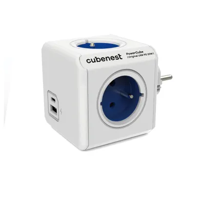 Zdjęcie produktu dla PowerCube Cubenest Original USB PD 20W A+C Niebieski - gniazdo zasilania - bezpiecznik dziecięcy - uziemienie - maks. 16A/250V~3680W/50-60Hz