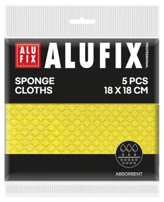 Zdjęcie produktu dla Ściereczka do czyszczenia ALUFIX Economy, 18x18 cm, celuloza, chłonna, 5 sztuk, żółta