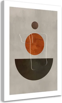 Produktbild von Leinwandbild Kreise und Formen im Boho-Stil 70x100 Feeby Orange bild für die wand bereit zum aufhängen