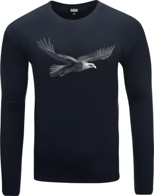 Produktbild von Herren Warm, Langarm-T-Shirt mit Druck Fliegende Adler Dunkelblau Gr.S