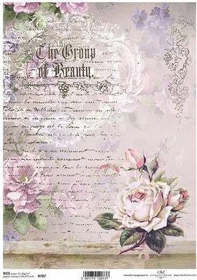 Produktbild von ITD Reispapier Decoupage Bastelpapier, Schreiben, Blumen R0707