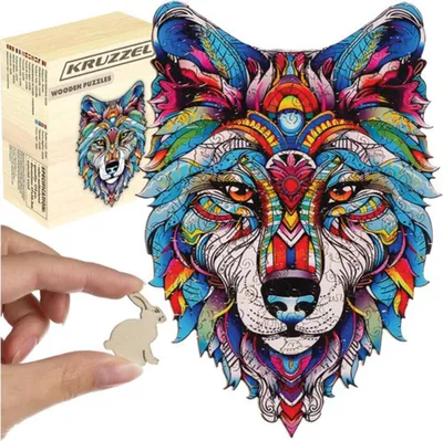Obrázek produktu pro Puzzle vlk vlk tvář barevné něco jiného, žádné normální dílky puzzle, žádné rohy.