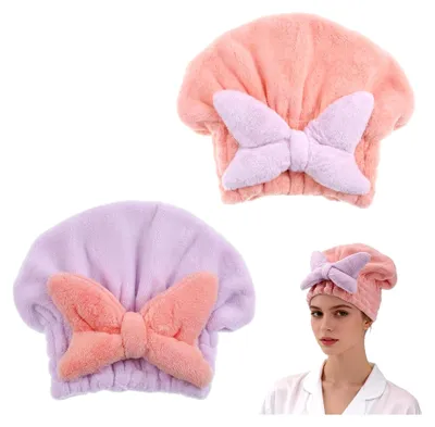 Produktbild von Mikrofaser-Haartuch, 2 Stück, Haarturban aus Mikrofaser, saugfähiges Kopfhandtuch
