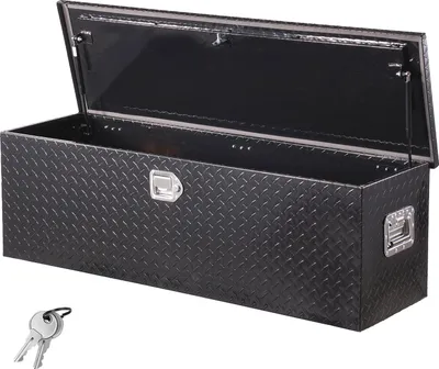 Produktbild von VEVOR Werkzeugkasten aus Aluminium für die Ladefläche mit seitlichem Griff und Schlossschlüsseln, Aufbewahrungs-Werkzeugkiste für Anhänger Pickup Wohnmobil (762 x 330,2 x 243,84 mm) Schwarz