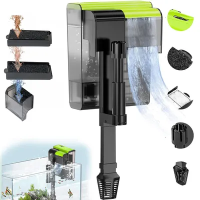 Produktbild von Aquarium Außenfilter, Einstellbarer Durchfluss Hang on Filter, 450L/h Wasserfallfilter, für 10-20 Gallonen Süß- und Meerwasseraquarien