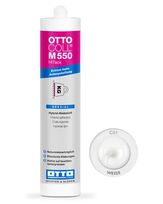 Produktbild von OTTOCOLL M550 HiTack elastischer Hybrid-Klebstoff mit extrem hoher Anfangshaftung (weiß)