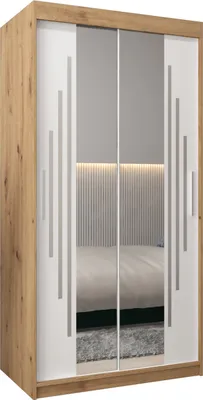 Produktbild von Kleiderschrank, Schiebetürenschrank Schlafzimmer, Schrank mit Spiegel YORK 1 100 cm