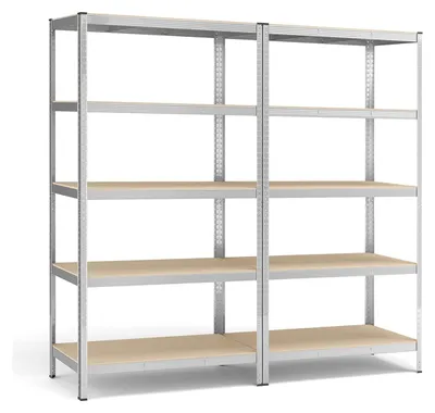 Image de Étagère 2 pièces – Métal – Acier galvanisé – MDF – 60 x 120 x 200 cm