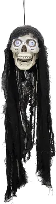 Zdjęcie produktu dla Świecąca czaszka z dźwiękiem Dekoracja wisząca na Halloween czarno-biała -
