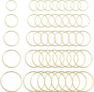 Produktbild von 5 Stilarten 100 Stück Goldschmiedehaken Rund Perlen Perlenringe aus Messing für Schmuckherstellung