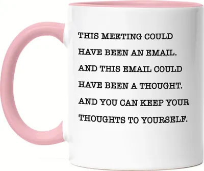 Produktbild von Büro-Tasse Rosa Zu Viele Meetings Email Mental Health Lustig Geschenkidee Kollegen Chef Arbeit Worklife-Balance