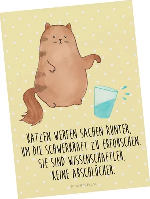 Produktbild von Mr. & Mrs. Panda Postkarte Katze Wasserglas - Gelb Pastell - Geschenk, Kater, Cats, Neugierig, Postkarten, bildkarte, Cat, Wasser, Katzen, Ansichtskarte, Grußkarte