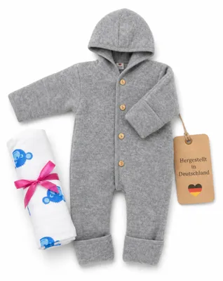 Produktbild von Engel Baby-Overall mit Kapuze, Holzknöpfen und Umschlag TOP