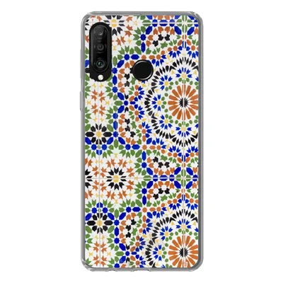 Produktbild von MuchoWow® Handyhülle Schutzhülle Hülle für Huawei P30 Lite Ein Mosaikdetail mit vielen verschiedenen Formen Silikon Softcase Handy Hülle - Handyhülle