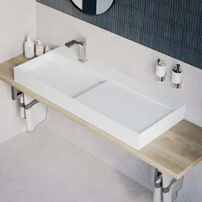 Produktbild von Wandwaschbecken TWG222 aus Mineralguss - 120 x 50 x 12 cm - Weiß matt