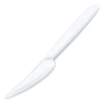 Produktbild von 100x Mehrweg Messer 18,5 cm weiß wiederverwendbar 125 Waschzyklen PP
