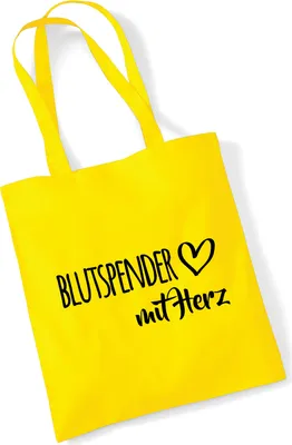 Produktbild von Huuraa Jutebeutel Blutspender mit Herz 10 Liter Yellow Baumwolle Tasche Geschenkidee