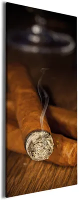 Produktbild von Wallario Premium Leinwandbild Zigarre am Abend in Größe 60 x 150 cm